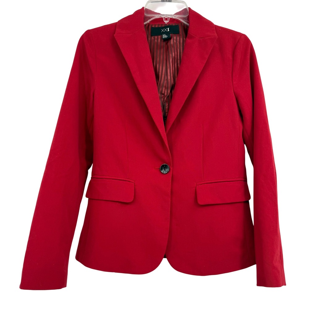 XXI Womens Red SP Single Breasted Blazer Professional Office Effortless Day Look